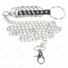 KINK - 7 ANILLOS METÁLICOS PARA PENE DE 3,8 CM A 5 CM CONECTADOS CON CADENA DE CUERO Y METAL DE 100 CM