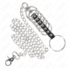 KINK - 7 ANILLOS METÁLICOS PARA PENE DE 3,8 CM A 5 CM CONECTADOS CON CADENA DE CUERO Y METAL DE 100 CM