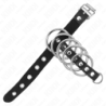 KINK - ANILLO DE PENE DE CUERO CON CIERRE DE SEGURIDAD DE 21 X 2 CM Y 5 ANILLOS METÁLICOS DE 3 CM A 4 CM