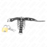 KINK - ANILLO DE PENE DE CUERO CON CIERRE DE SEGURIDAD DE 21 X 2 CM Y 5 ANILLOS METÁLICOS DE 3 CM A 4 CM
