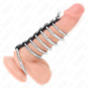 KINK - 7 ANILLOS METÁLICOS PARA PENE DE 3,2 CM A 5 CM CONECTADOS POR CUERO