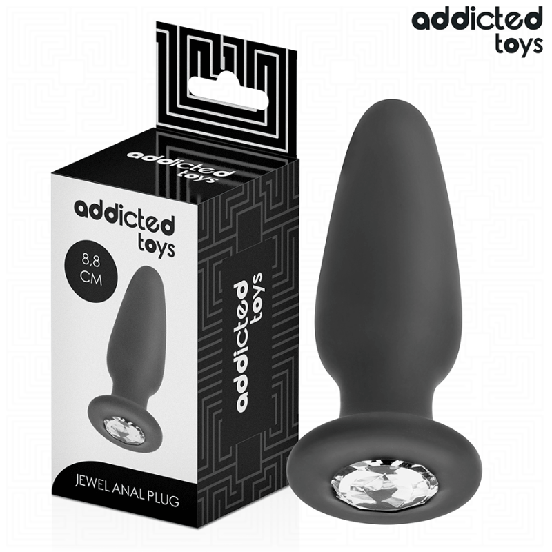 JUGUETES ANALES ADDICTED - TAPÓN ANAL CON JOYAS DE SILICONA TALLA S 8,8 CM