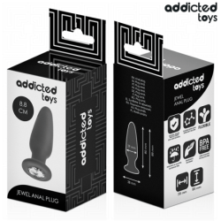 JUGUETES ANALES ADDICTED - TAPÓN ANAL CON JOYAS DE SILICONA TALLA S 8,8 CM