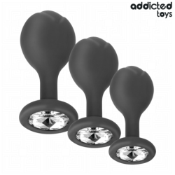 ADDICTED TOYS - CONJUNTO DE 3 TAPONES ANALES DE SILICONA CON JOYAS