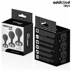 ADDICTED TOYS - CONJUNTO DE 3 TAPONES ANALES DE SILICONA CON JOYAS