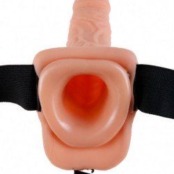 SERIE FETISH FANTASY - SERIE 7 STRAP-ON HUECO CON BOLAS 17,8 CM CARNE