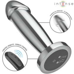 INTENSO - TAPÓN ANAL 10 VIBRACIONES DILDO METÁLICO CON CONTROL REMOTO S