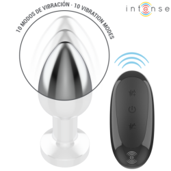 INTENSE - TAPÓN ANAL 10 VIBRACIONES METALIZADO CON CONTROL REMOTO M