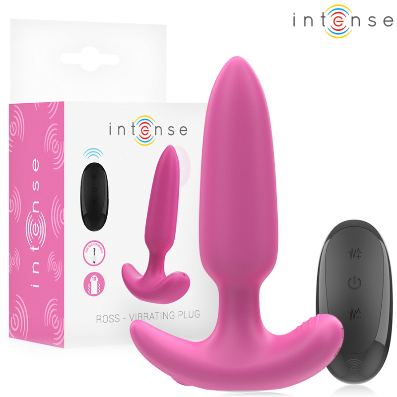 INTENSE - TAPÓN ANAL ROSS 10 VIBRACIONES ROSA CONTROL REMOTO