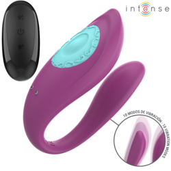 INTENSE - VIBRADOR Y ESTIMULADOR ANNIE EN FORMA DE U CON CONTROL REMOTO MORADO