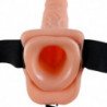 SERIE FETISH FANTASY - SERIE 9 STRAP-ON HUECO CON BOLAS 22,9 CM CARNE