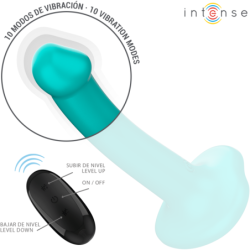 VIBRADOR INTENSO KATIE CON VENTOSA, 10 VIBRACIONES, AZUL, CONTROL REMOTO