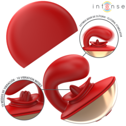 INTENSO - VIBRADOR Y ESTIMULADOR MARIAH EN FORMA DE U, 10 VIBRACIONES, ROJO