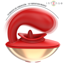 INTENSO - VIBRADOR Y ESTIMULADOR MARIAH EN FORMA DE U, 10 VIBRACIONES, ROJO