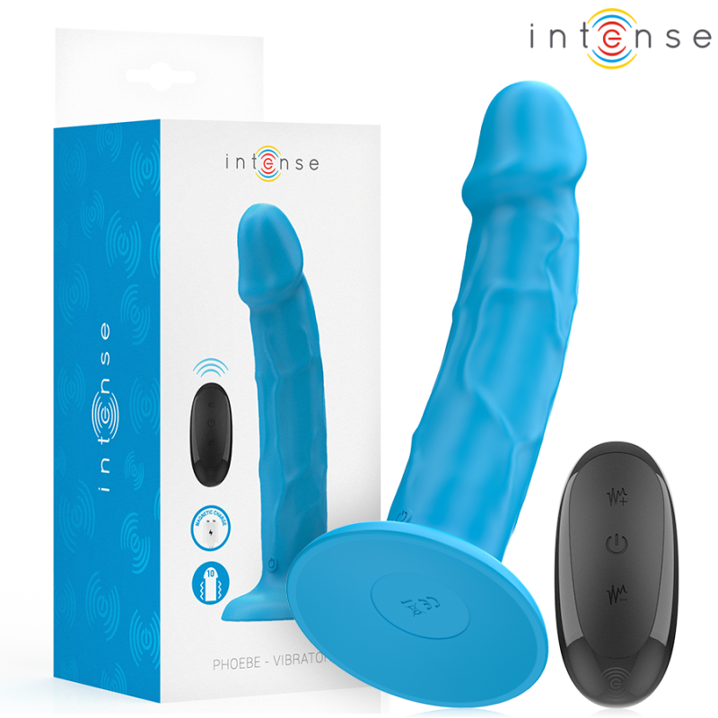 INTENSO - VIBRADOR REALISTA PHOEBE 10 VIBRACIONES AZUL CONTROL REMOTO
