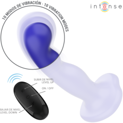 INTENSE - VIBRADOR CORTO CON VENTOSA Y CONTROL REMOTO AZUL