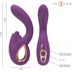 INTENSO - VIBRADOR MULTIFUNCIÓN LALI PARA EL PUNTO G CON GOLPES, EMPUJE Y VIBRACIÓN, COLOR MORADO