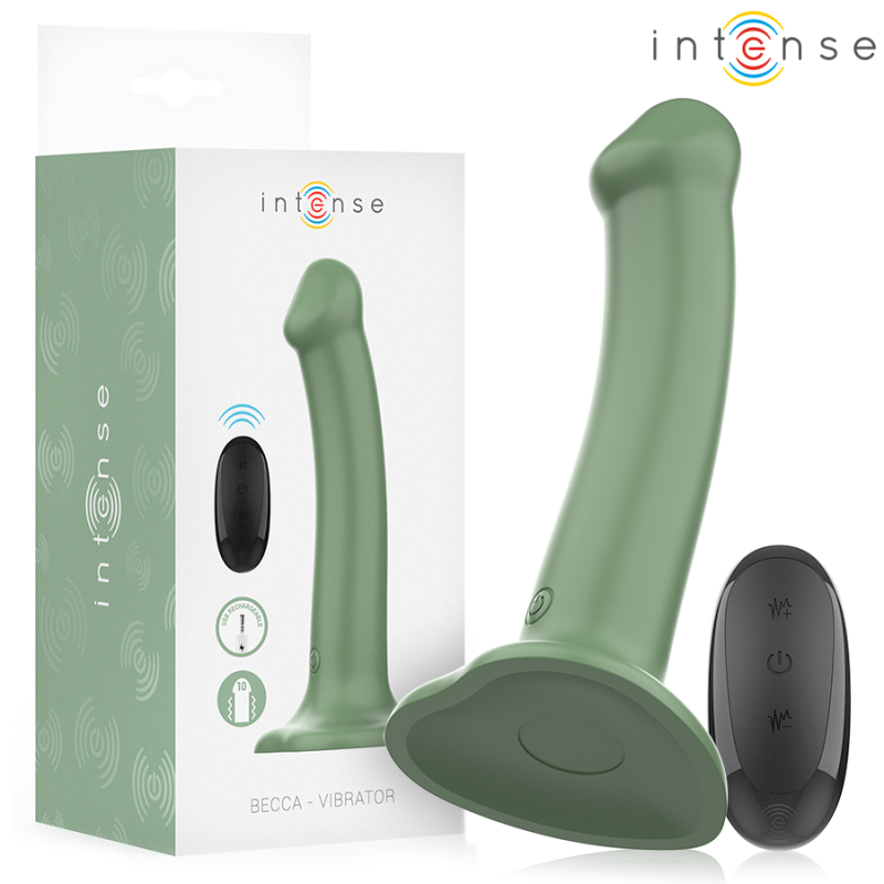 INTENSO - VIBRADOR BECCA CON VENTOSA, 10 VIBRACIONES, COLOR VERDE, CONTROL REMOTO