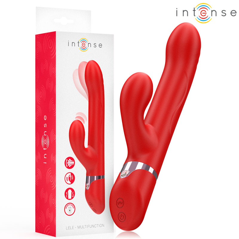 INTENSO - VIBRADOR MULTIFUNCIÓN LELE ROTATIVO, OSCILANTE Y ESTIMULANTE ROJO