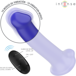 INTENSE - VIBRADOR VICTORIA CON VENTOSA, 10 VIBRACIONES, AZUL OSCURO, CONTROL REMOTO