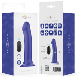 VIBRADOR INTENSO - VICTORIA CON VENTOSA, 10 VIBRACIONES, AZUL OSCURO, CONTROL REMOTO