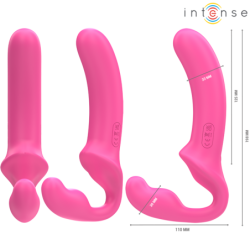 INTENSE - VIBRADOR DOBLE AMY DE 20 CM, ROSA, CON CONTROL REMOTO