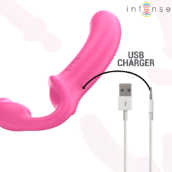 INTENSE - VIBRADOR DOBLE AMY DE 20 CM, ROSA, CON CONTROL REMOTO