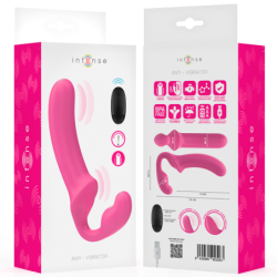 INTENSE - VIBRADOR DOBLE AMY DE 20 CM, ROSA, CON CONTROL REMOTO