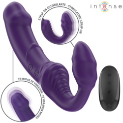 INTENSO - VIBRADOR DOBLE JILL DE 20 CM, COLOR MORADO, CON CONTROL REMOTO
