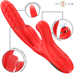 INTENSE - VIBRADOR MULTIFUNCIÓN KAROL EMPUJE Y ESTIMULACIÓN Y ONDAS ESTIMULANTES ROJO