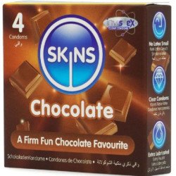 SKINS - PAQUETE DE 4 CONDONES PREMIUM DE CHOCOLATE