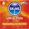 SKINS - PRESERVATIVOS PREMIUM ULTRA FINOS, PAQUETE DE 4
