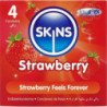 SKINS - PAQUETE DE 4 CONDONES PREMIUM SABOR FRESA
