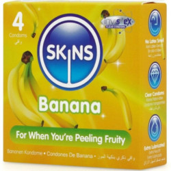 SKINS - PAQUETE DE 4 CONDONES PREMIUM PLÁTANO