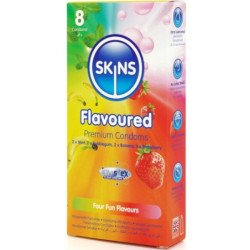 CONDONES SKINS - PAQUETE DE 8 CONDONES PREMIUM MULTISABORES