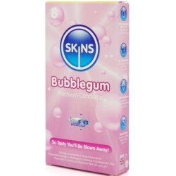 SKINS - PAQUETE DE 8 CONDONES PREMIUM CON SABOR A CHICLE