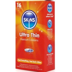 SKINS - PRESERVATIVOS PREMIUM ULTRA FINOS PAQUETE DE 16