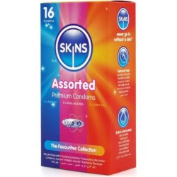 SKINS - PAQUETE DE 16 CONDONES PREMIUM SURTIDOS