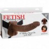 SERIE FETISH FANTASY - SERIE 9 STRAP-ON HUECO CON BOLAS 22,9 CM MARRÓN