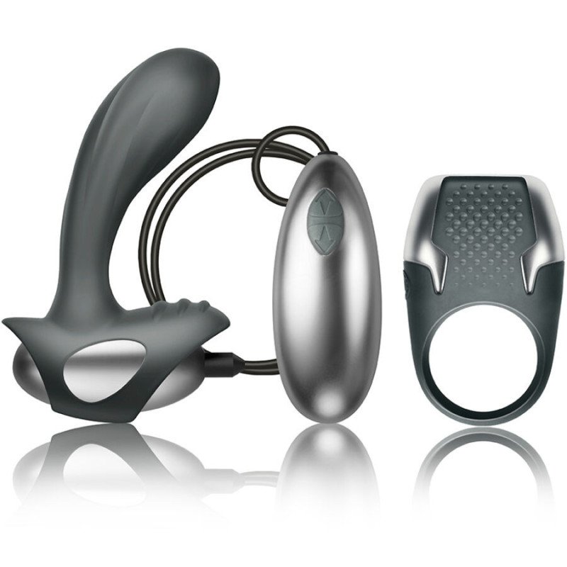 CLIMAXIMUM - KIT EXCITE ANILLO PARA EL PENE + MASAJEADOR DE PRÓSTATA CON CABLE