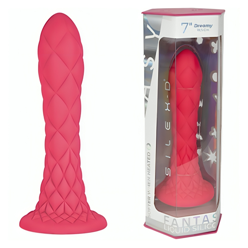 SILEXD - DILDO DE ENSUEÑO FANTASÍA LÍQUIDO DE SILICONA TERMOREACTIVA FUCSIA 18,5 CM