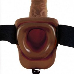 SERIE FETISH FANTASY - SERIE 9 STRAP-ON HUECO CON BOLAS 22,9 CM MARRÓN