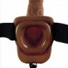 SERIE FETISH FANTASY - SERIE 9 STRAP-ON HUECO CON BOLAS 22,9 CM MARRÓN