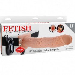 SERIE FETISH FANTASY - SERIE 11 STRAP-ON HUECO VIBRADOR CON BOLAS 27,9 CM CARNE