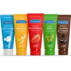 PASANTE - PAQUETE DE LUBRICANTES SABORES SURTIDOS 5 UNIDADES X 15 ML