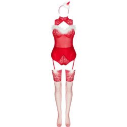 LIVCO CORSETTI FASHION - LIMPID SNOWFLAKES LC 90604 BODY + MEDIAS + DIADEMA NAVIDEÑA S/M