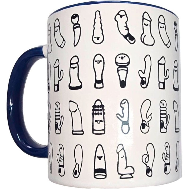 DIABLO PICANTE - TAZA BLANCA CON VIBRADORES Y ASA AZUL 370 ML