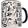 DIABLO PICANTE - TAZA BLANCA CON DISEÑO DE BONDAGE Y ASA NEGRA 370 ML