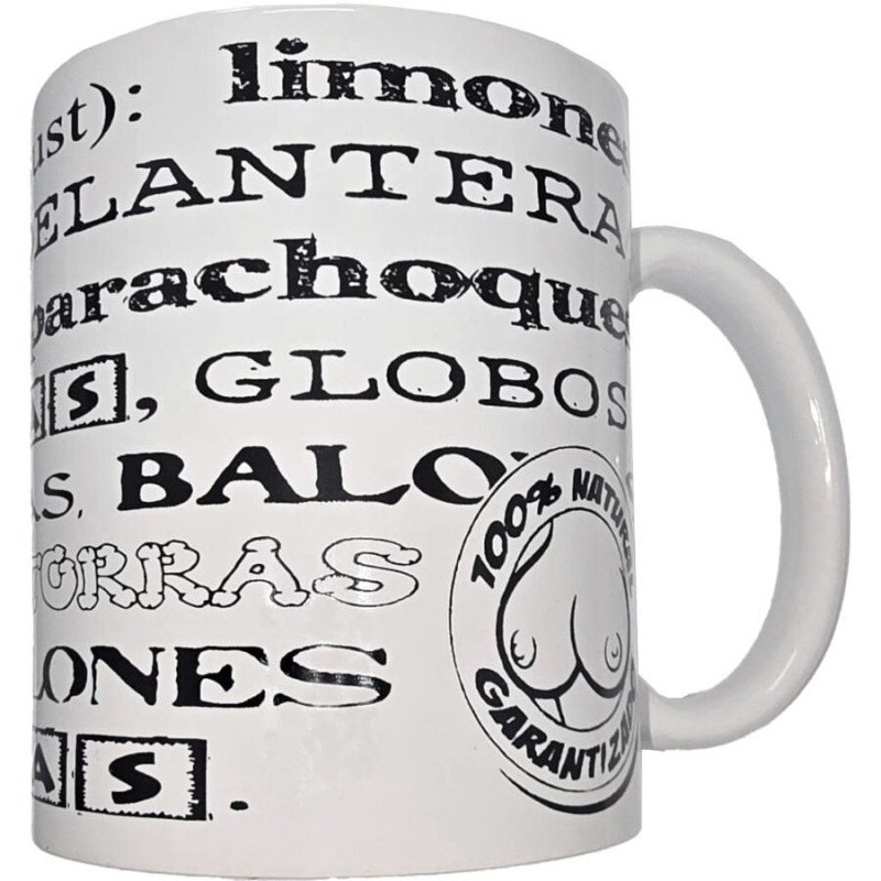 DIABLO PICANTE - TAZA BLANCA CON SINÓNIMOS DE TETAS 370 ML