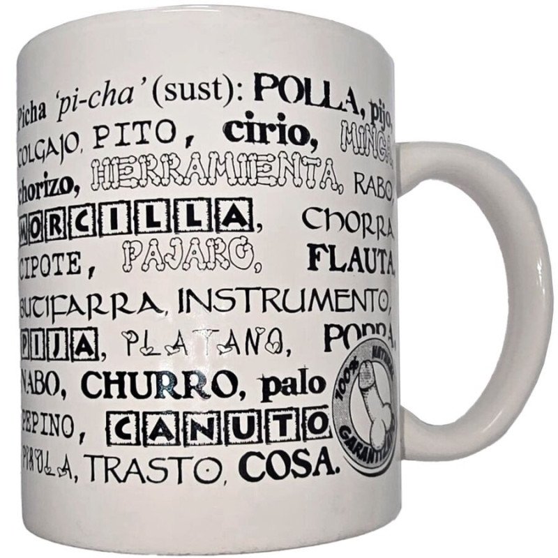 DIABLO PICANTE - TAZA BLANCA CON SINÓNIMOS DE PENE 370 ML